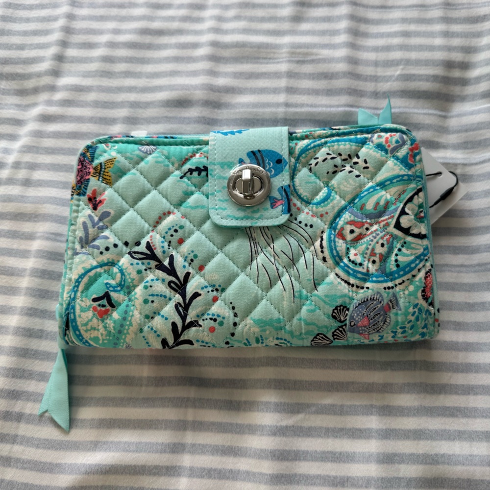 Vera Bradley Aqua Paisley Wave Wallet